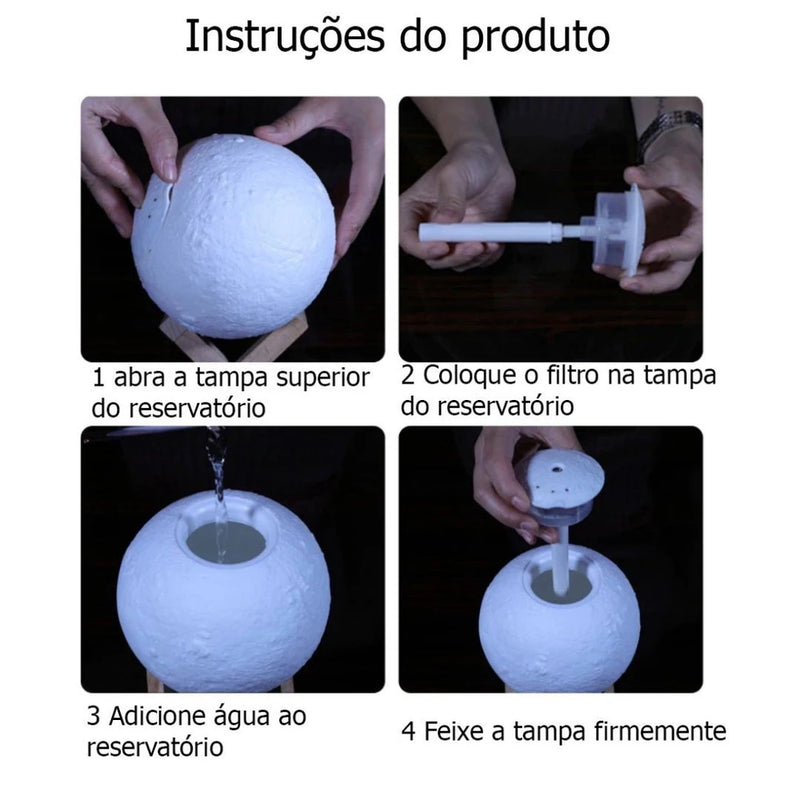 Humidificador Aromatizador Luminária Lua